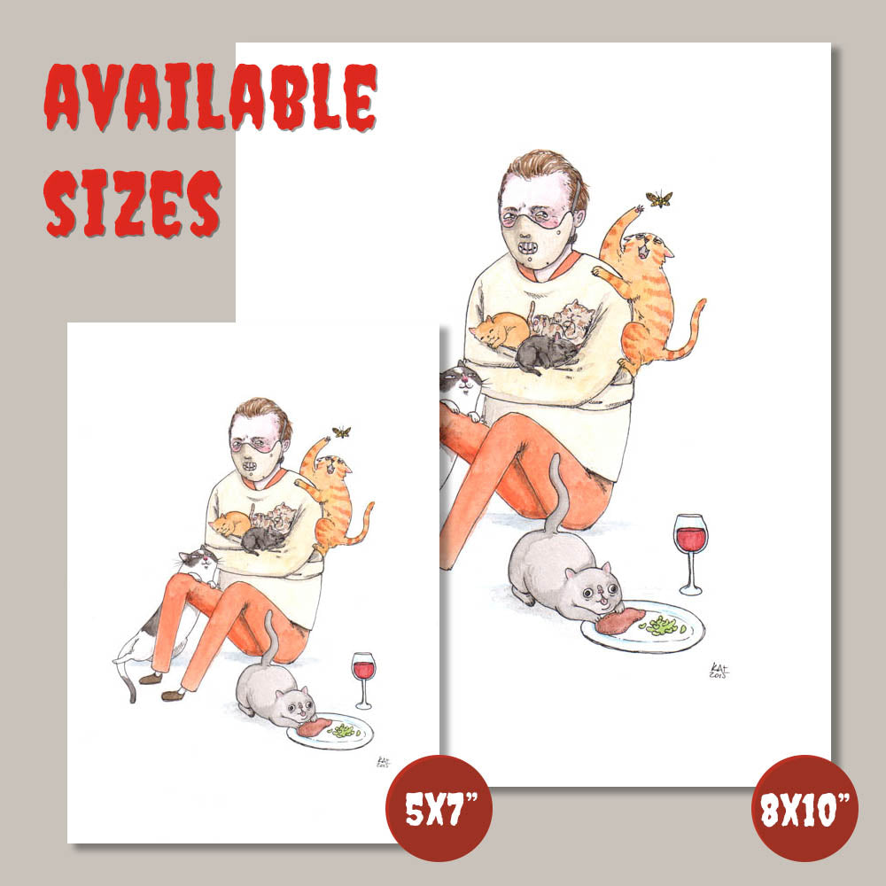Hannibal Lect-purr - Silence of the Lambs, Hannibal Lecter Print - Available in 5x7"& 8x10"