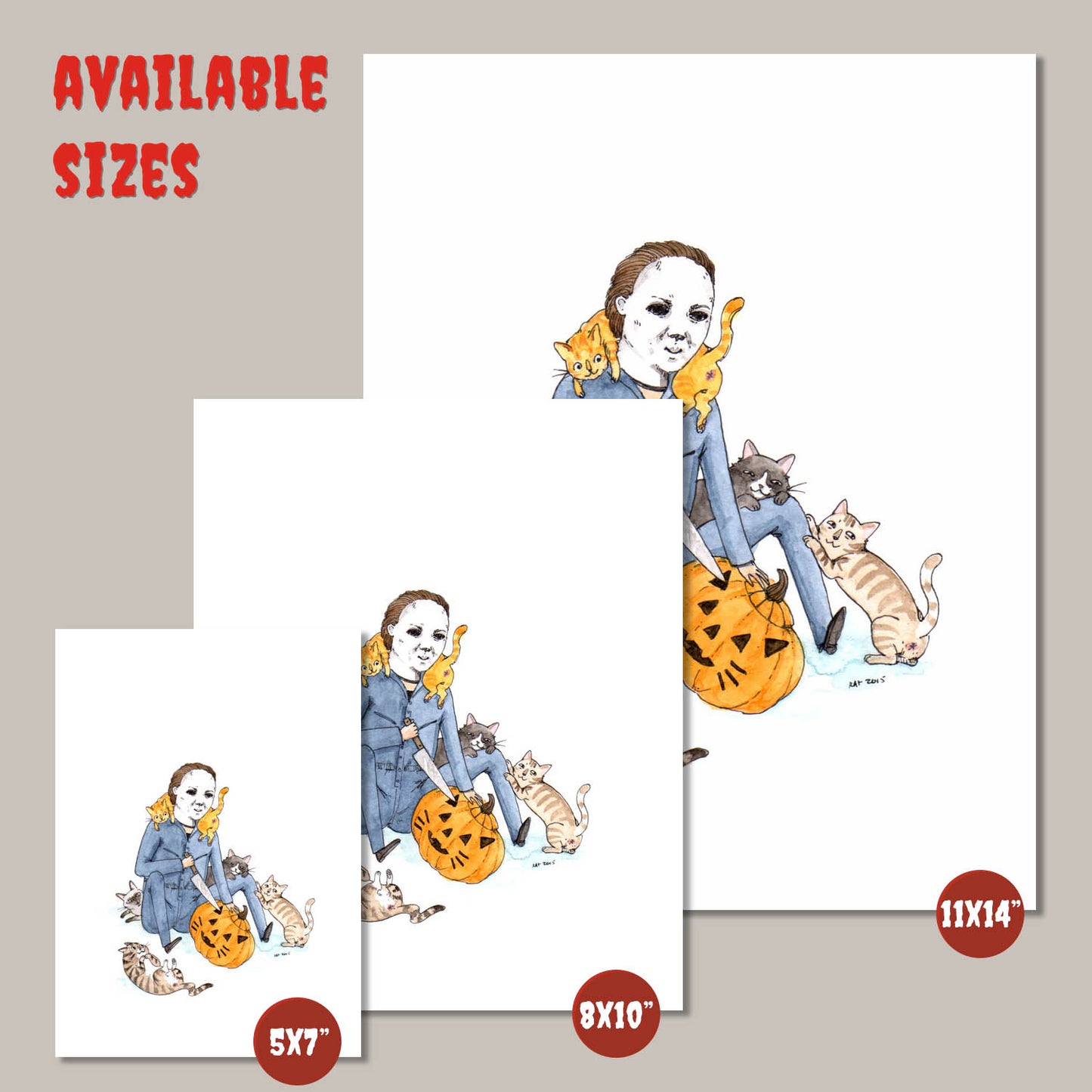 Meowlloween - Halloween with Cats Print- Available in 5x7", 8x10", & 11x14"