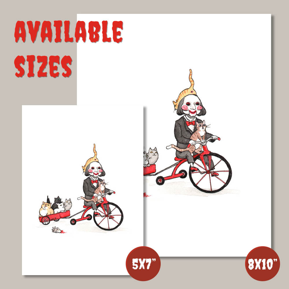PAW - Saw Billy Puppet with Cats Print - Available in 5x7"& 8x10"