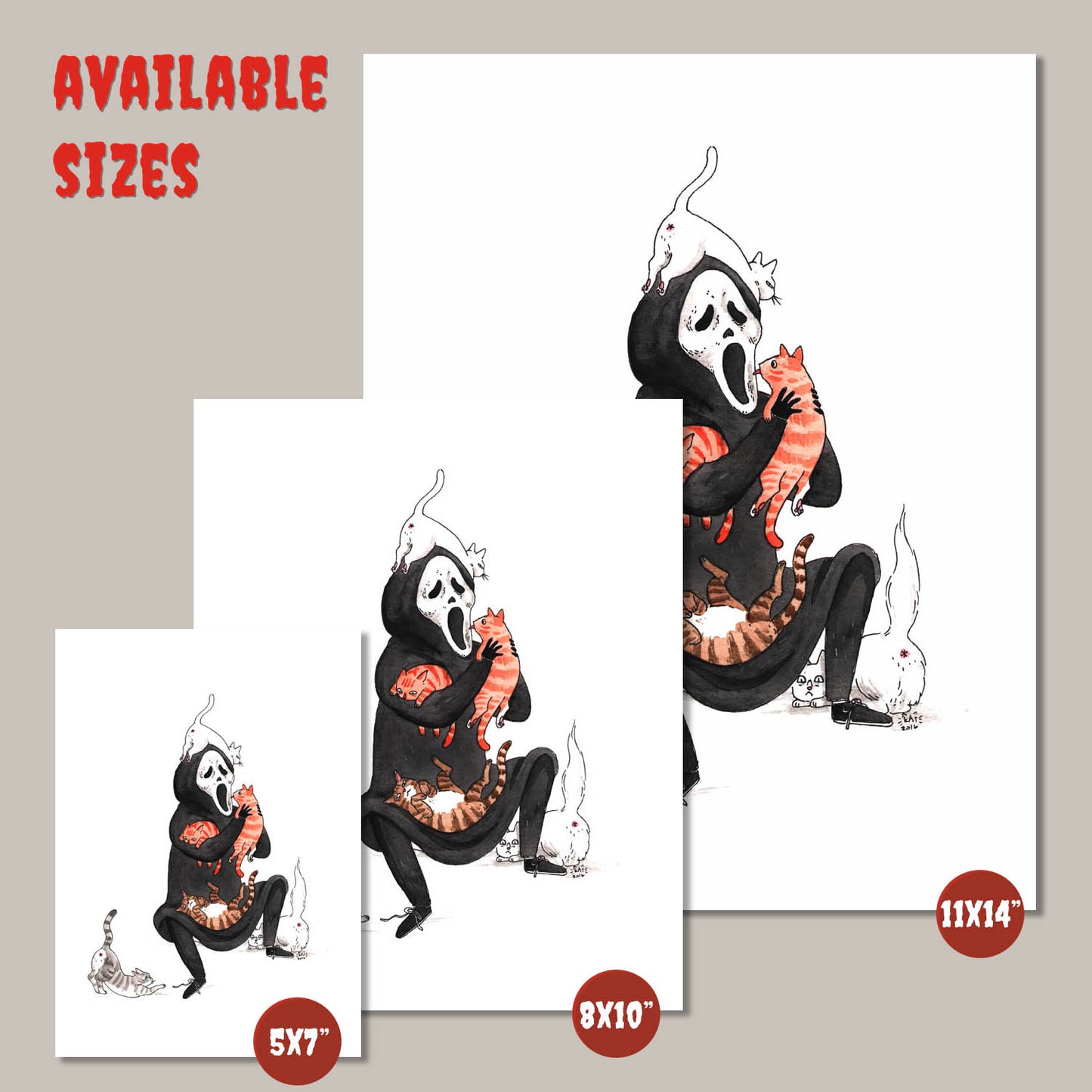 Screams and Purrs - Horror Cats Print - Available in 5x7", 8x10", & 11x14"