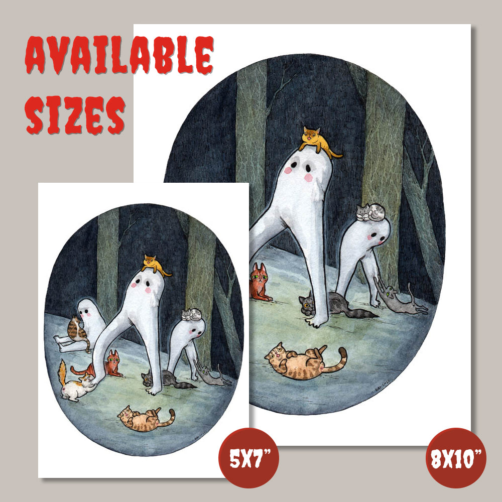 Fresno Nightkittens - Fresno Nightcrawlers with Cats - Cryptids Horror Cats Print
