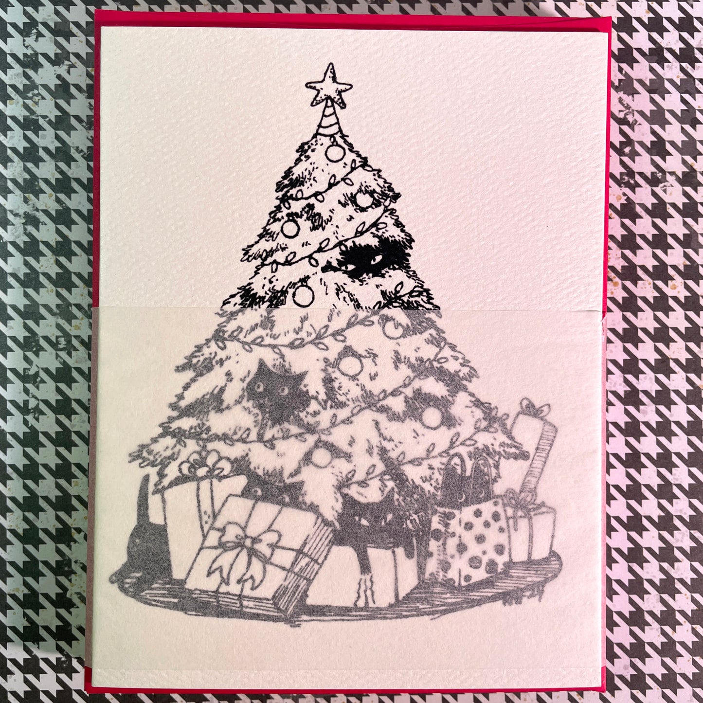 Christmas Chaos Black Cat Holiday Christmas card