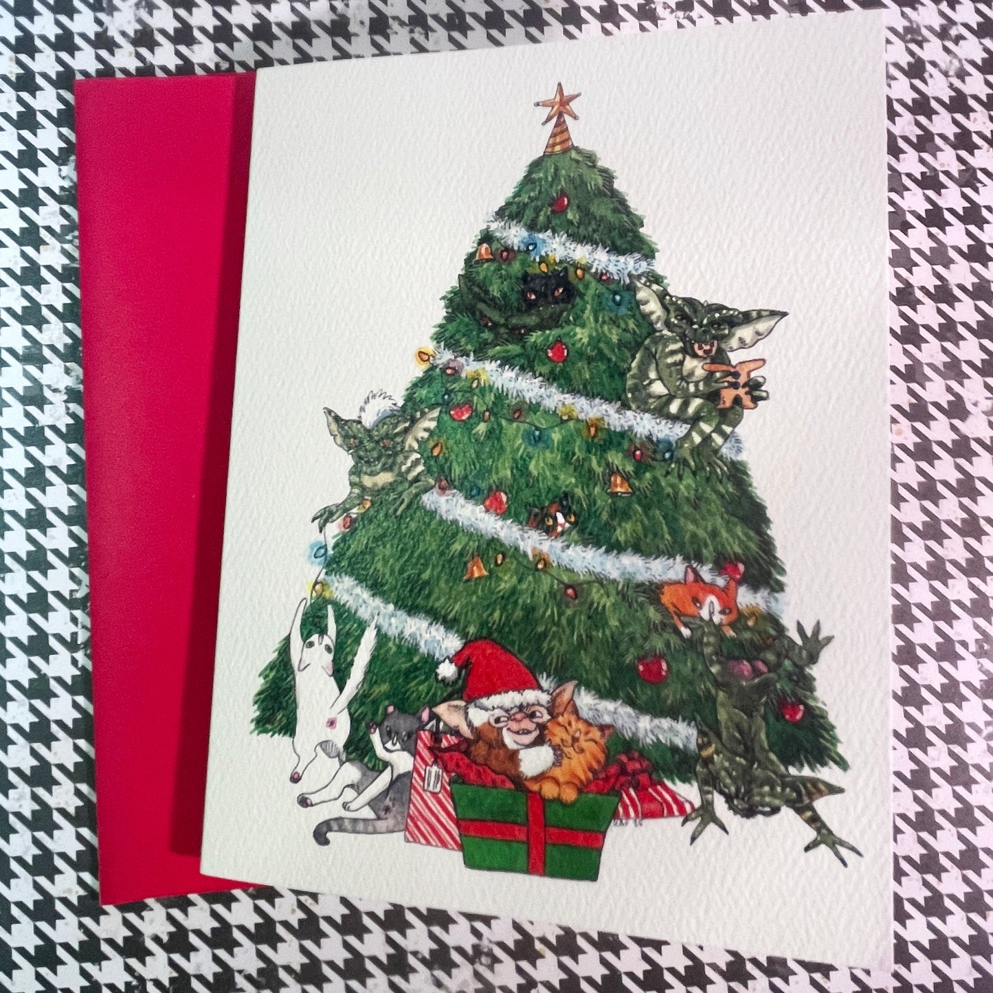 Grremlins with Cats Holiday Christmas card