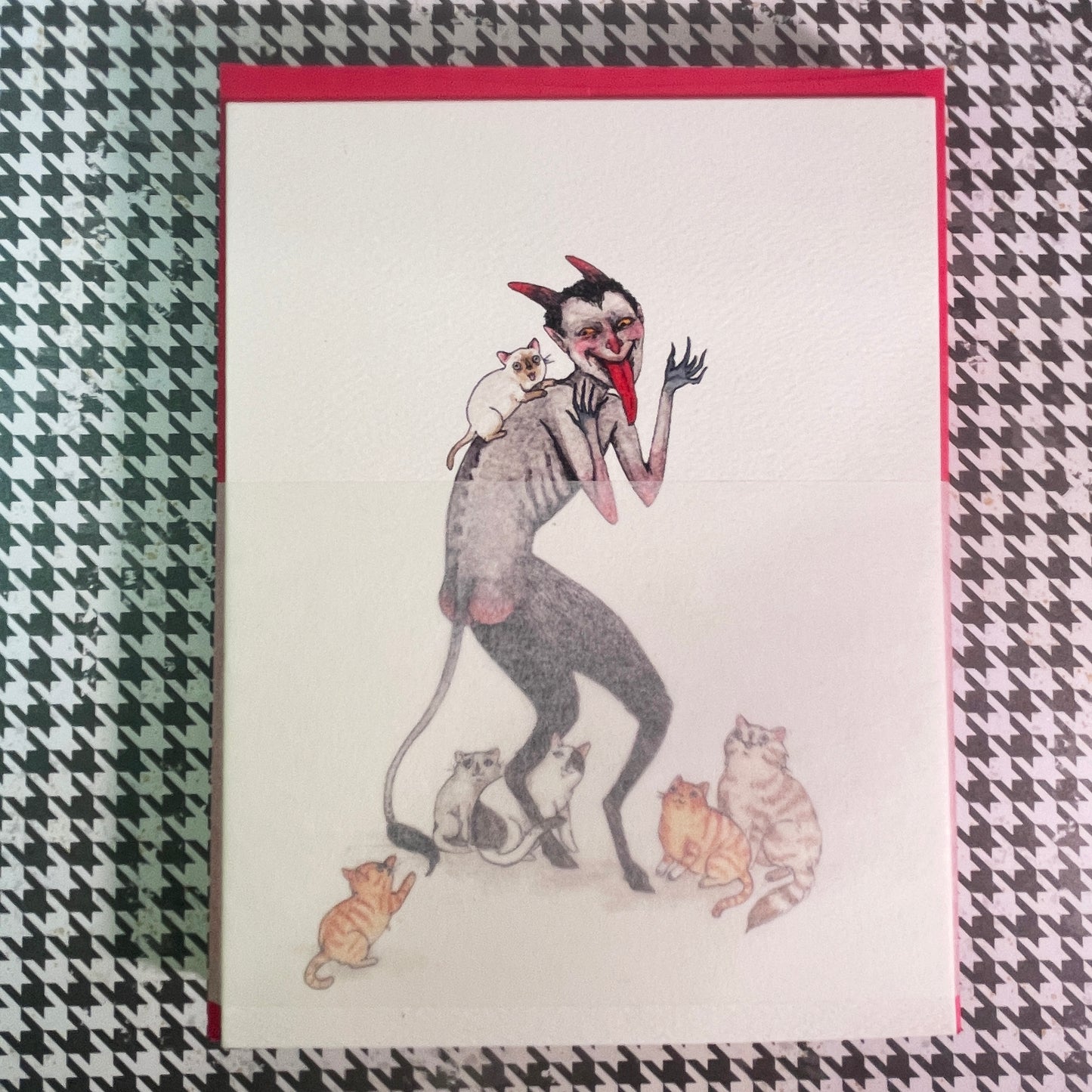 Krampus with Kitties Holiday Christmas card