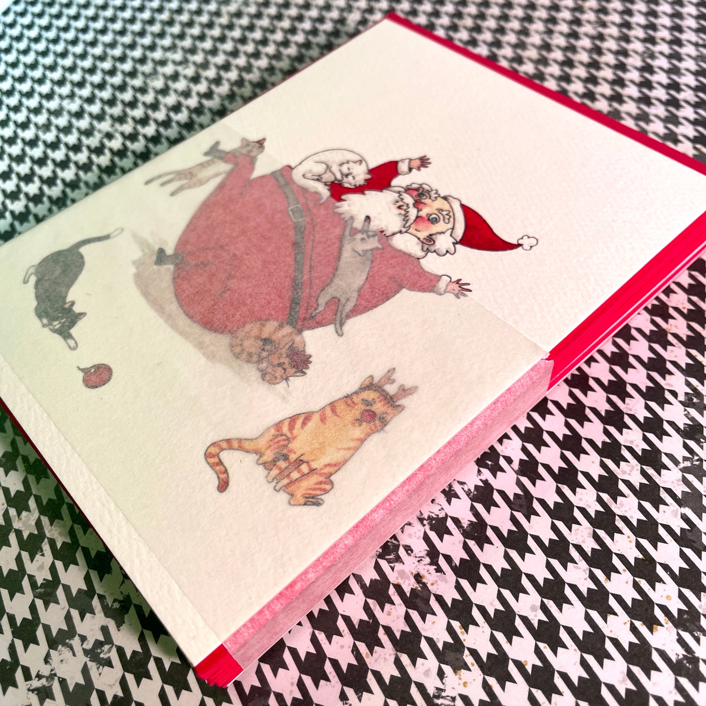 Santa with Kitties Holiday Christmas card