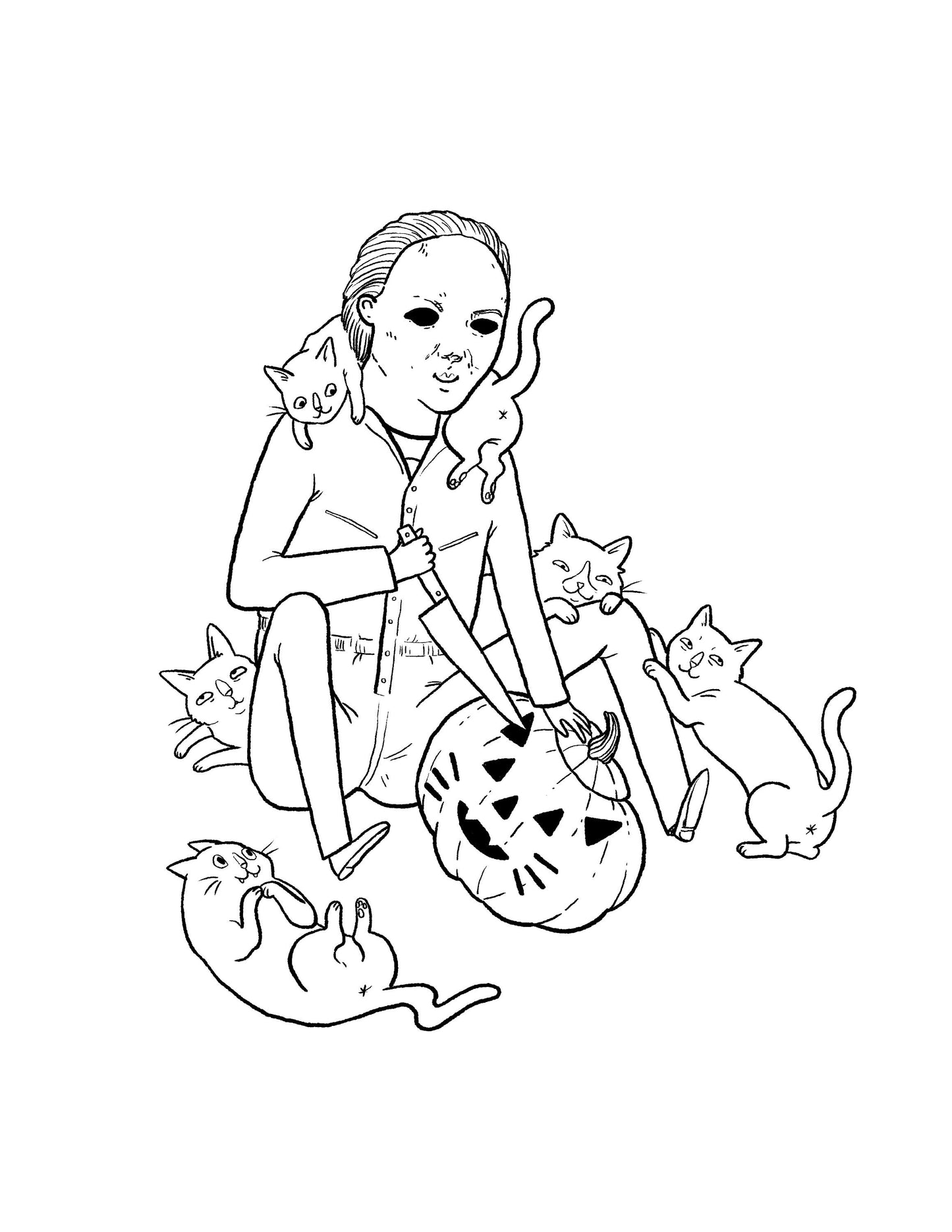 Horror Cats Coloring Book 2nd Edition - Scary Movie Characters with Cats