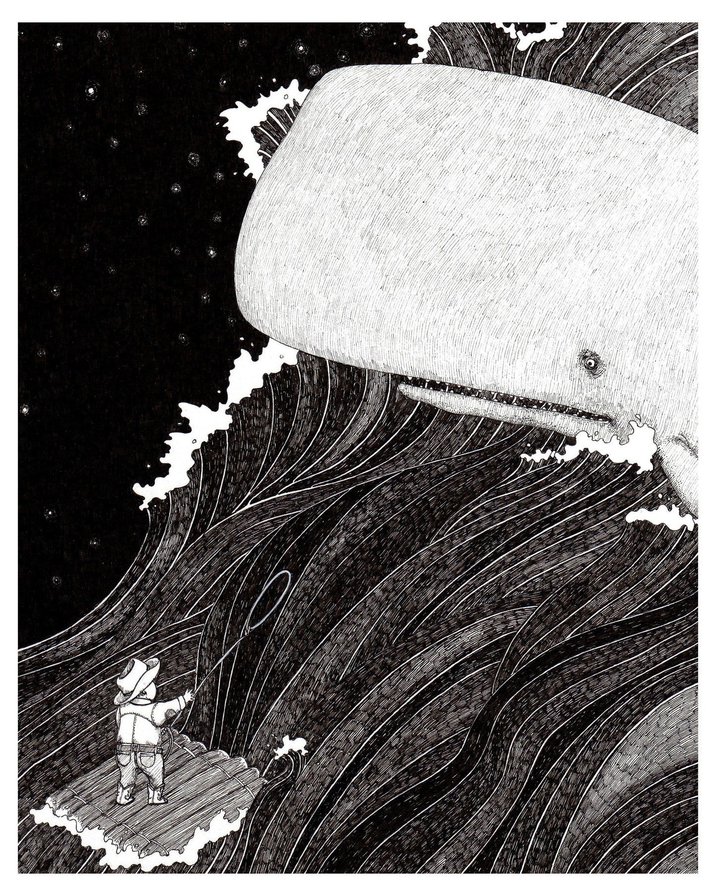 Tiny William Found his Calling in Wrangling Whales - 8x10" Print