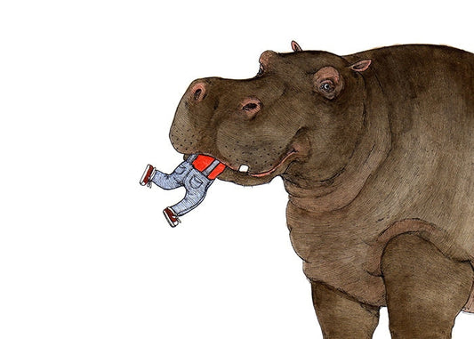 Please Do Not Feed the Hippos - 5x7" Print