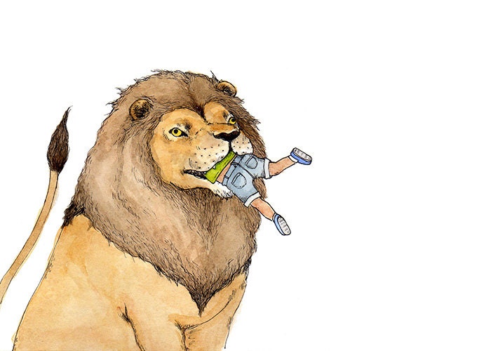 Please Do Not Feed the Lions - 5x7" Print