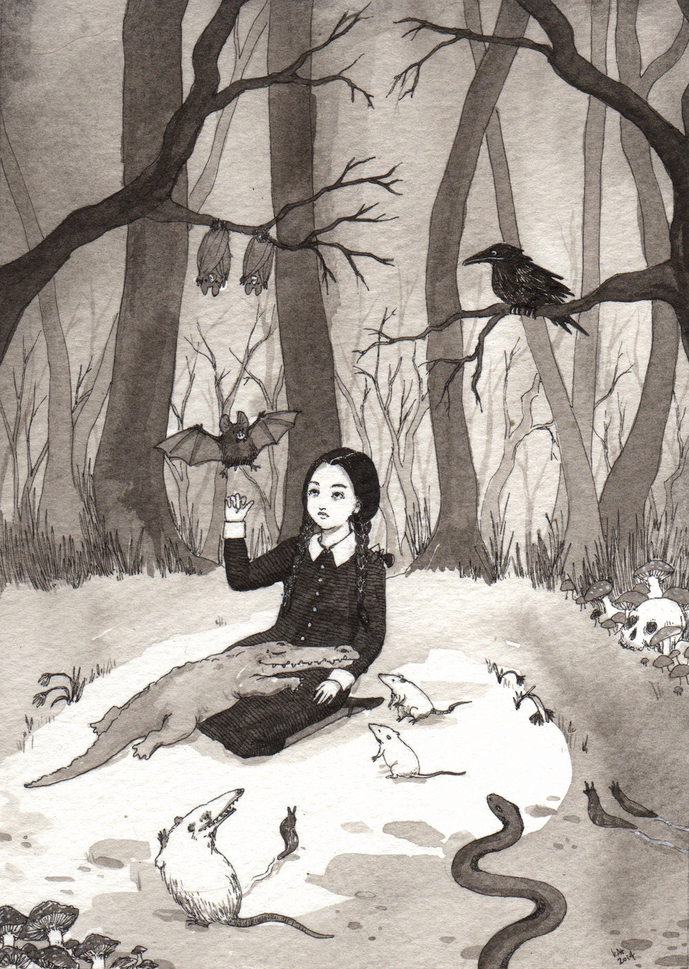 Wednesday's Menagerie - 5x7" Addam's Family Print