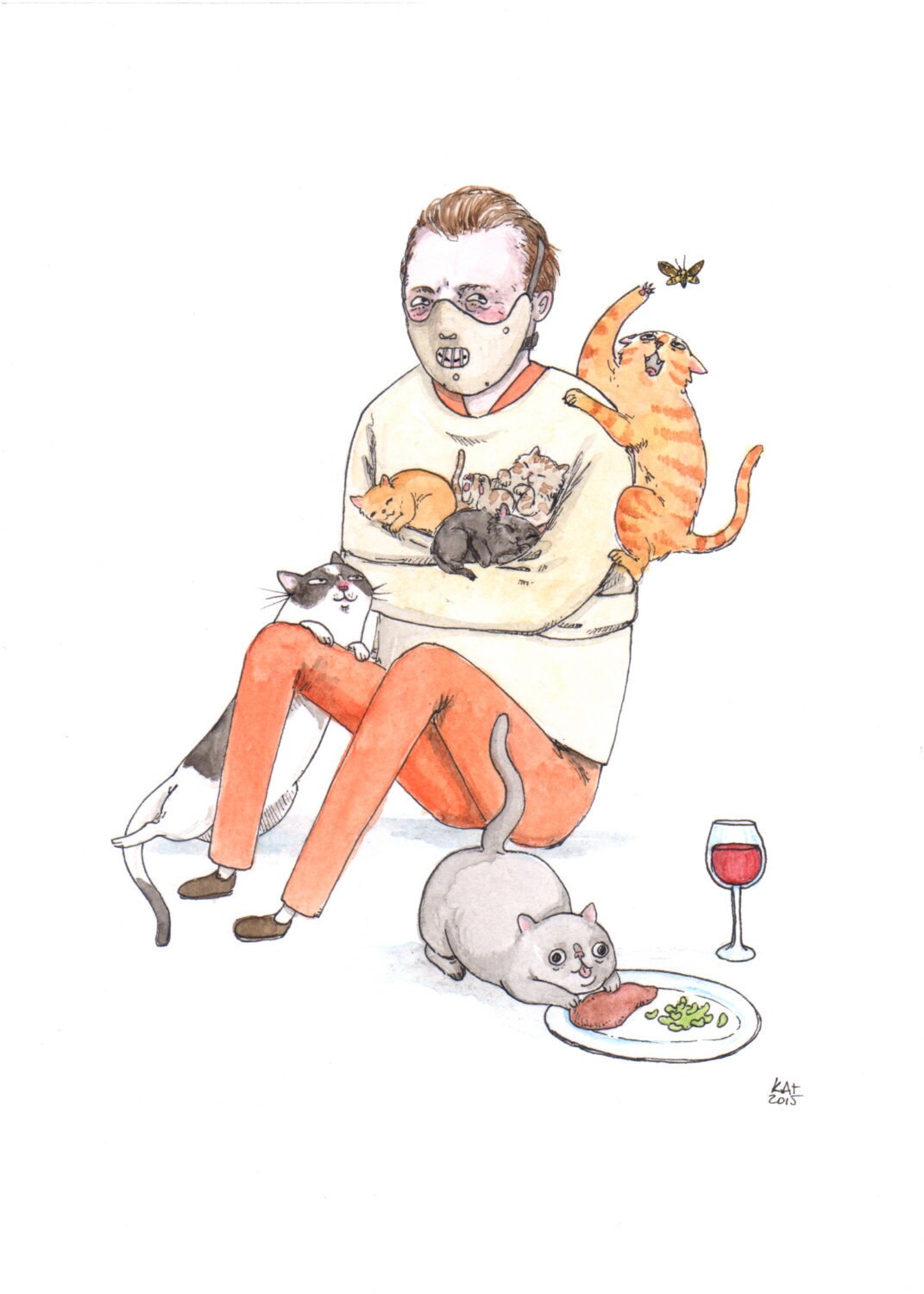 Hannibal Lect-purr - Silence of the Lambs, Hannibal Lecter Print - Available in 5x7"& 8x10"