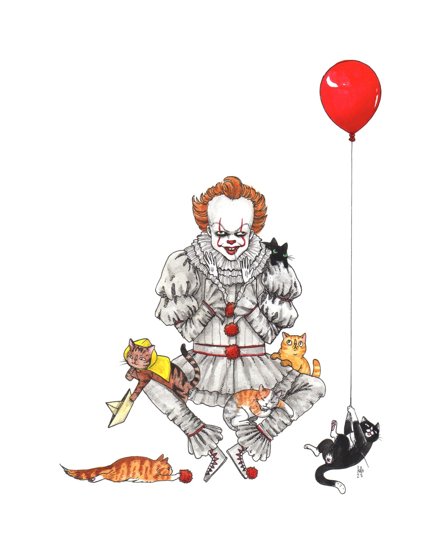 Pennywhiskers - It Pennywise 2017 Horror Cats Print - Available in 5x7"& 8x10"
