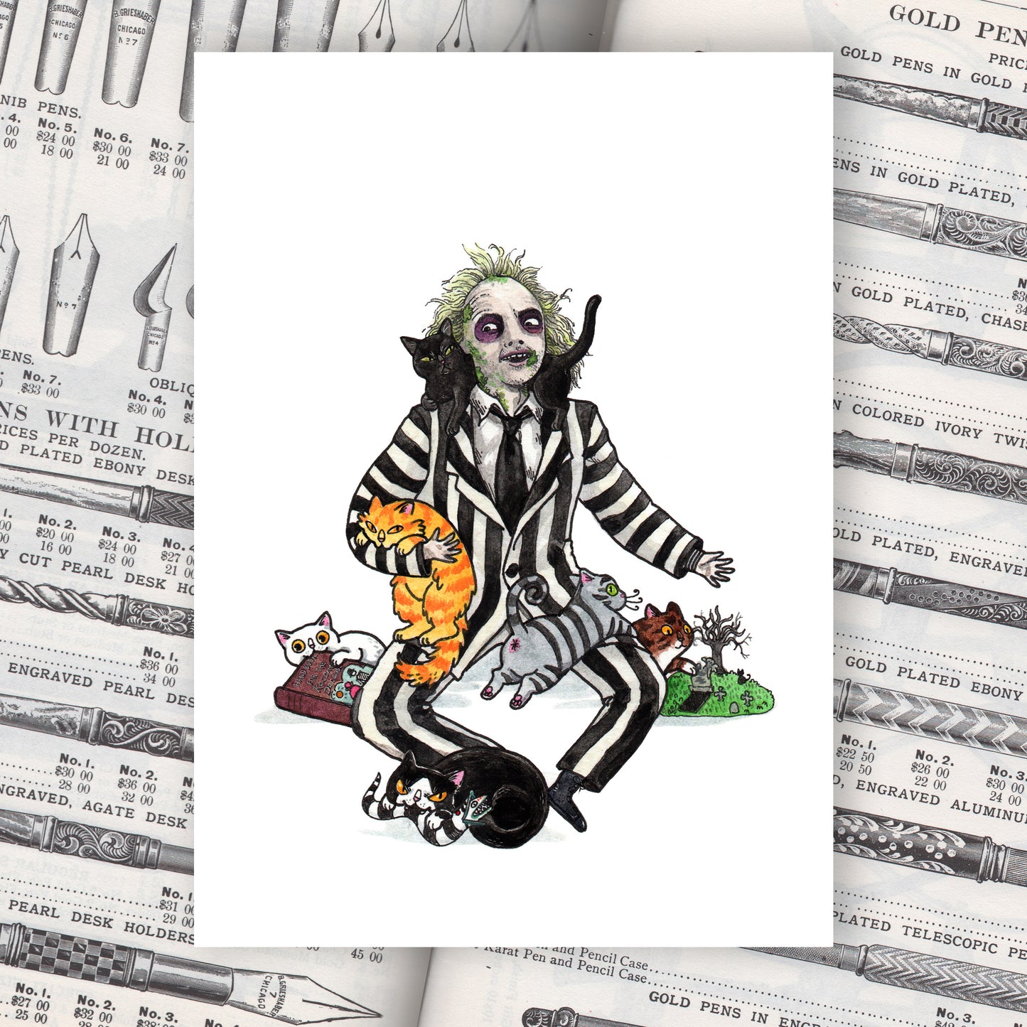 Beetailjuice - 5x7" or 8x10" Horror Cats Print