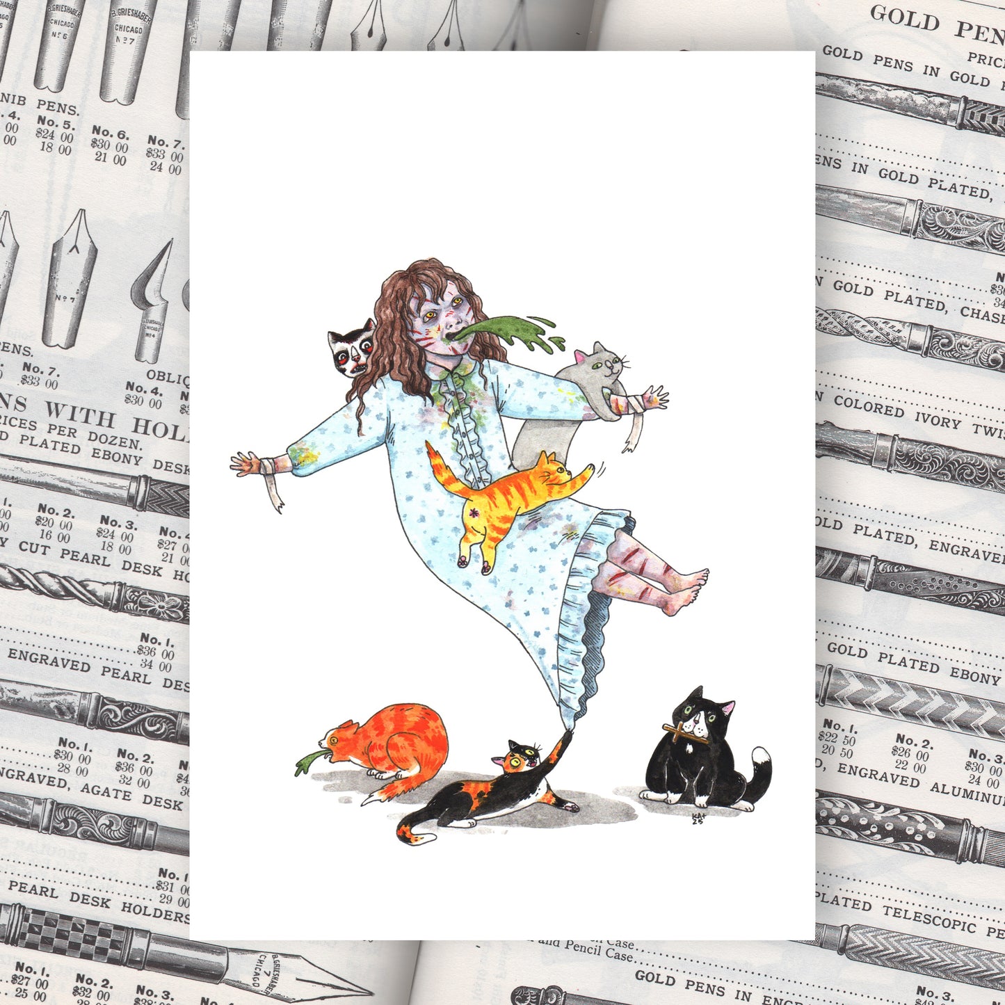 Exorhisst - 5x7" or 8x10" Horror Cats Print