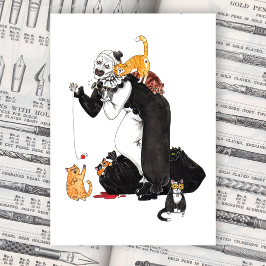 Terrifurrer - Art the Clown from Terrifier Horror Cats Print - Available in 5x7"& 8x10"