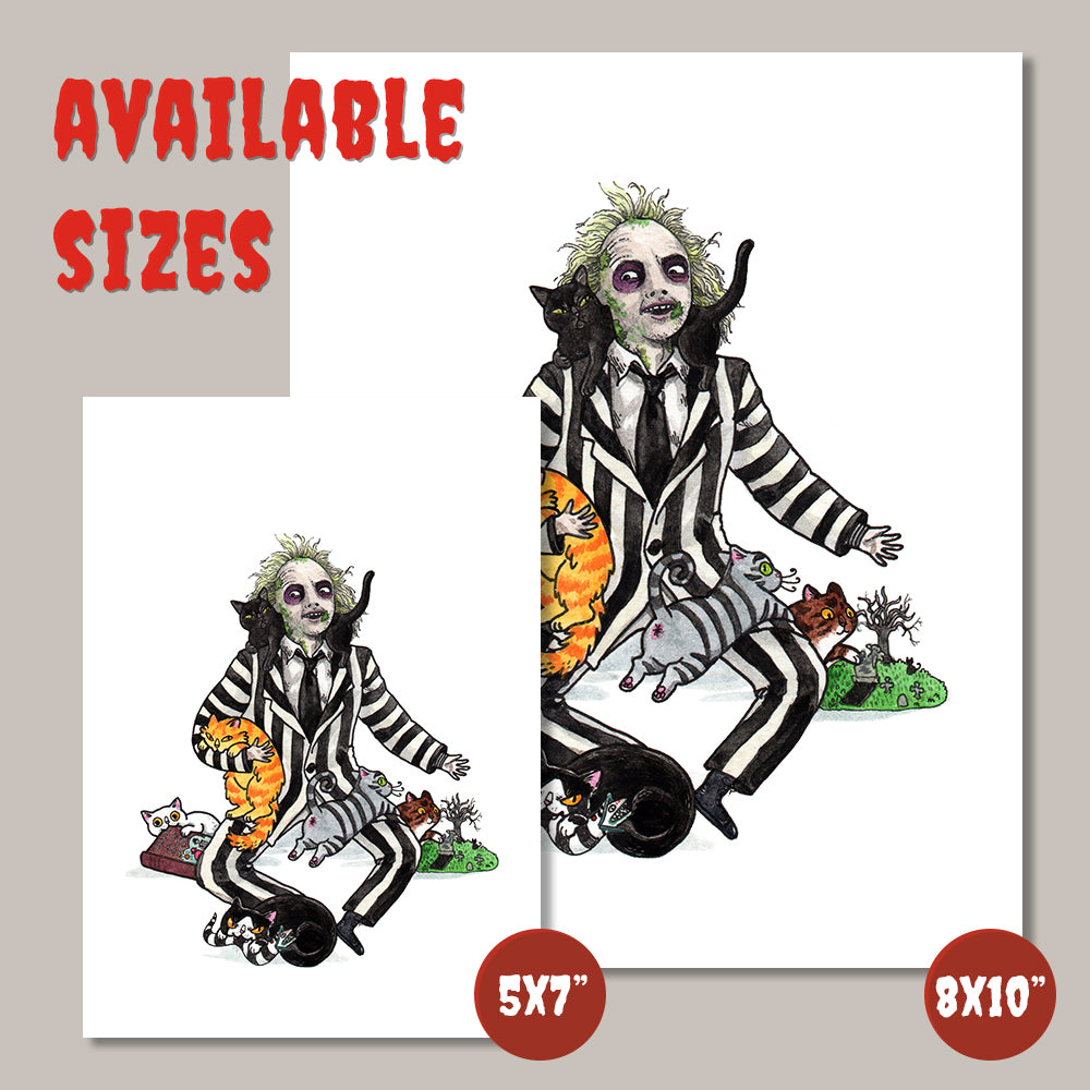Beetailjuice - 5x7" or 8x10" Horror Cats Print