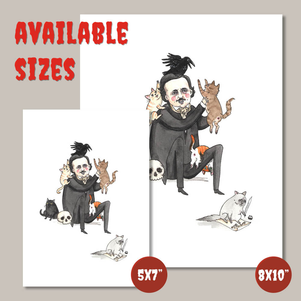 Once Upon a Midnight Kitty - Edgar Allan Poe with Cats print- Available in 5x7"& 8x10"