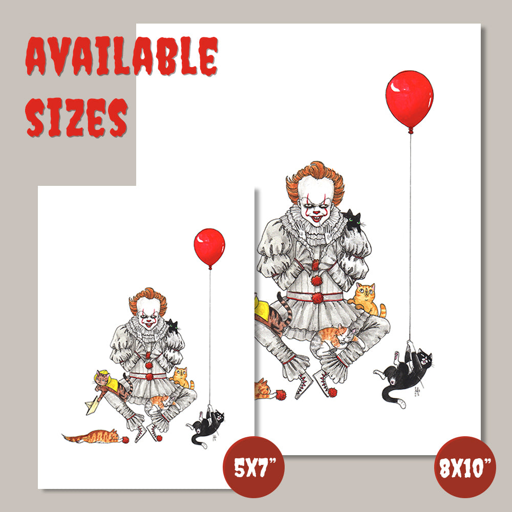 Pennywhiskers - It Pennywise 2017 Horror Cats Print - Available in 5x7"& 8x10"