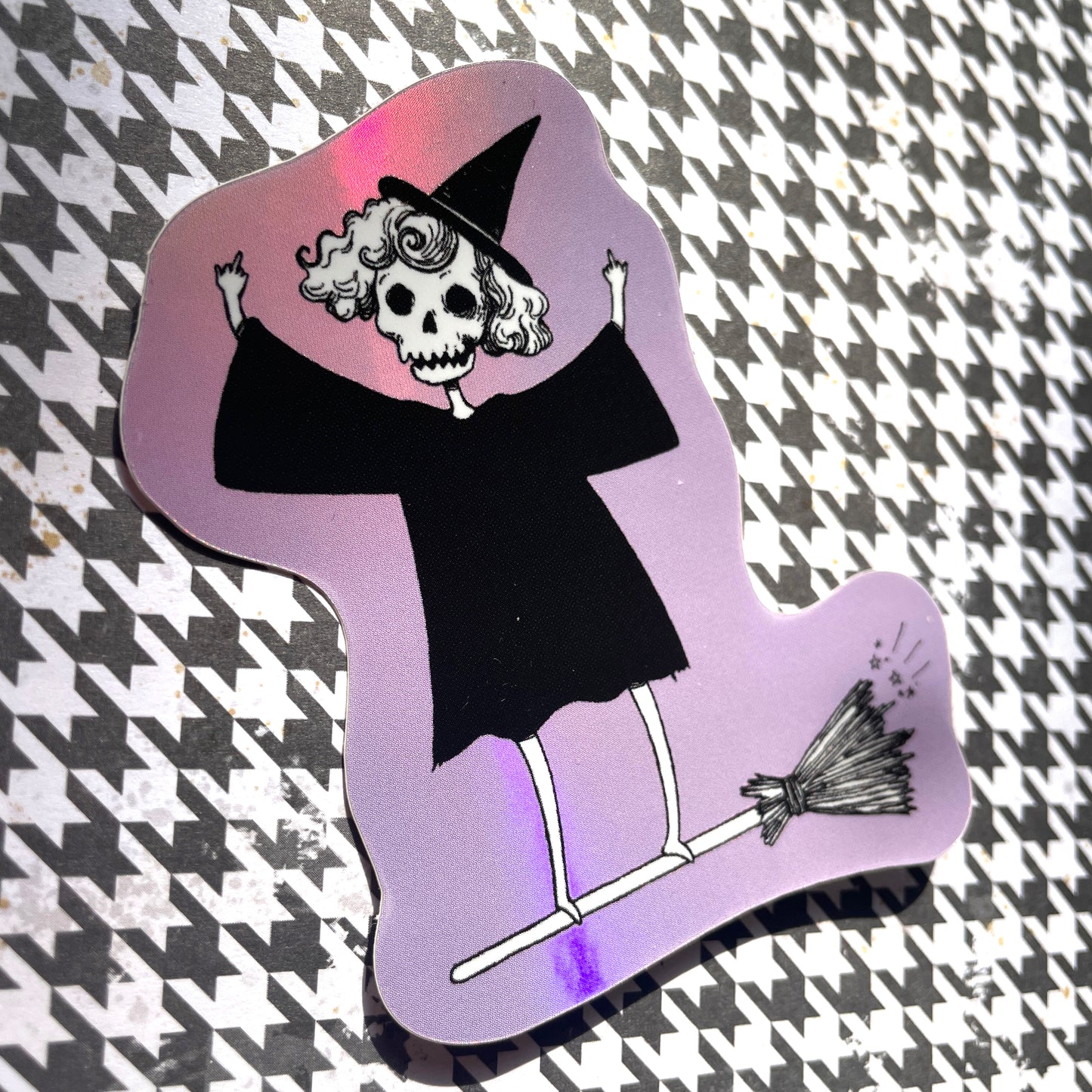 Bad Witch 3" Holographic Vinyl Skeleton Sticker