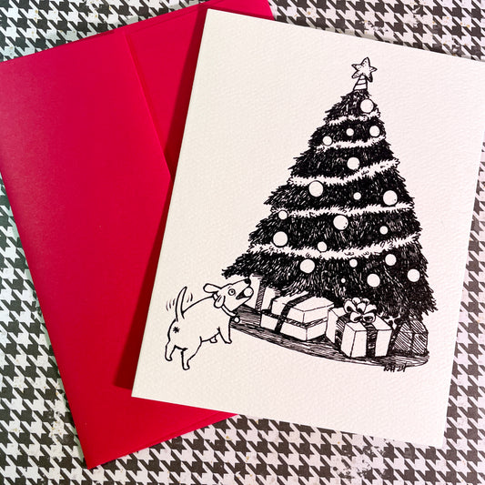 Ball Enthusiast Dog Holiday Christmas card