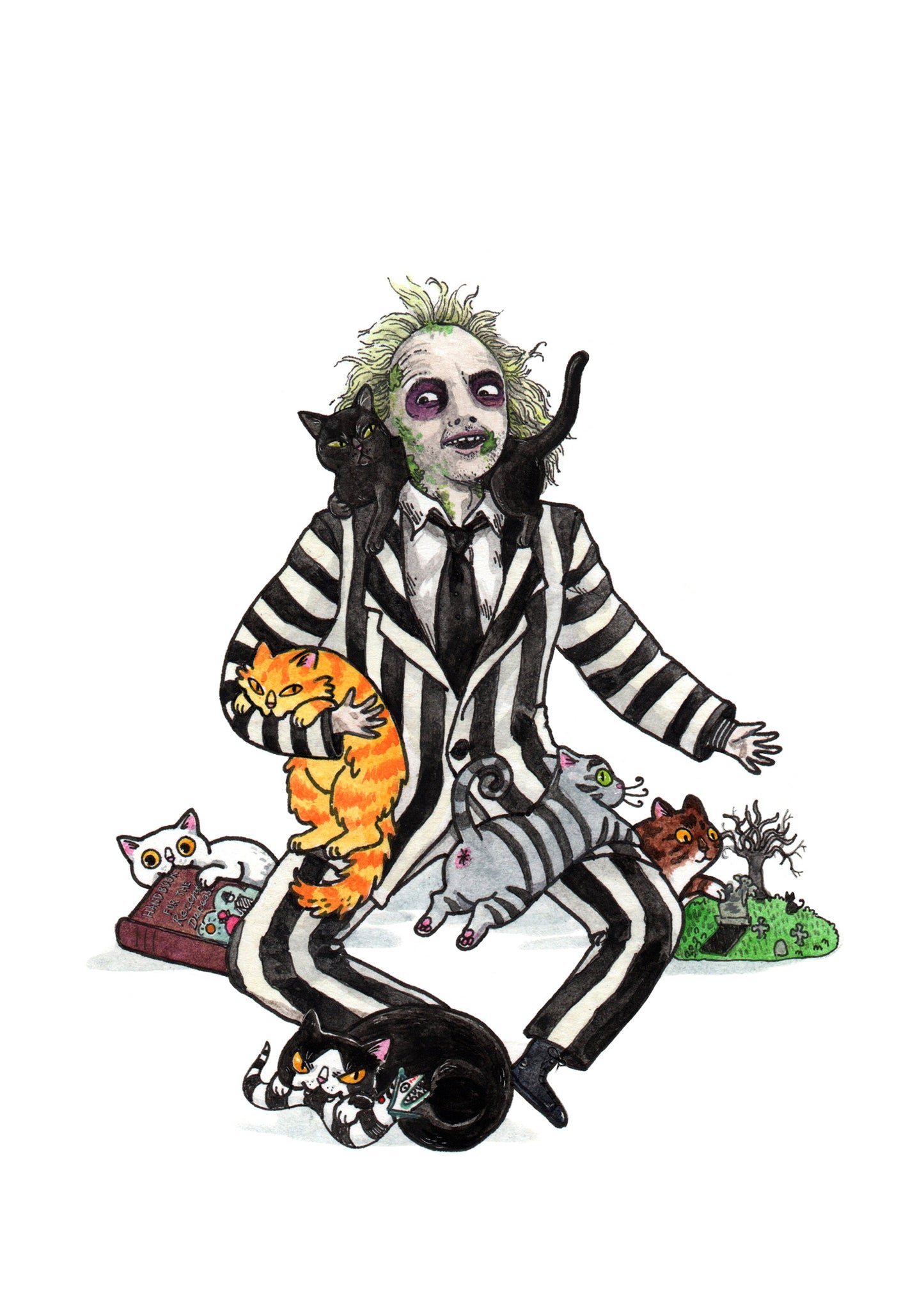 Beetailjuice - 5x7" or 8x10" Horror Cats Print