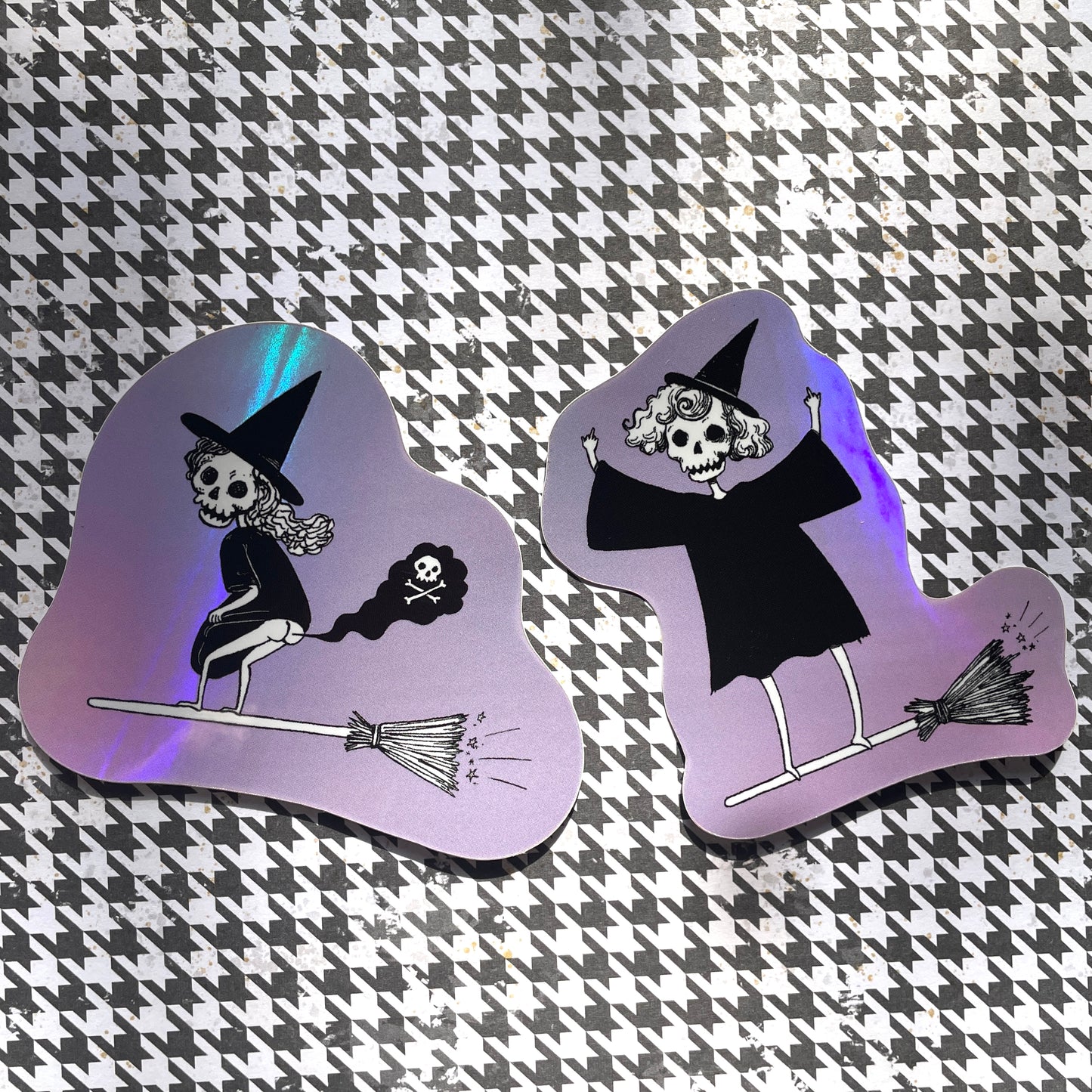 Bad Witch 3" Holographic Vinyl Skeleton Sticker