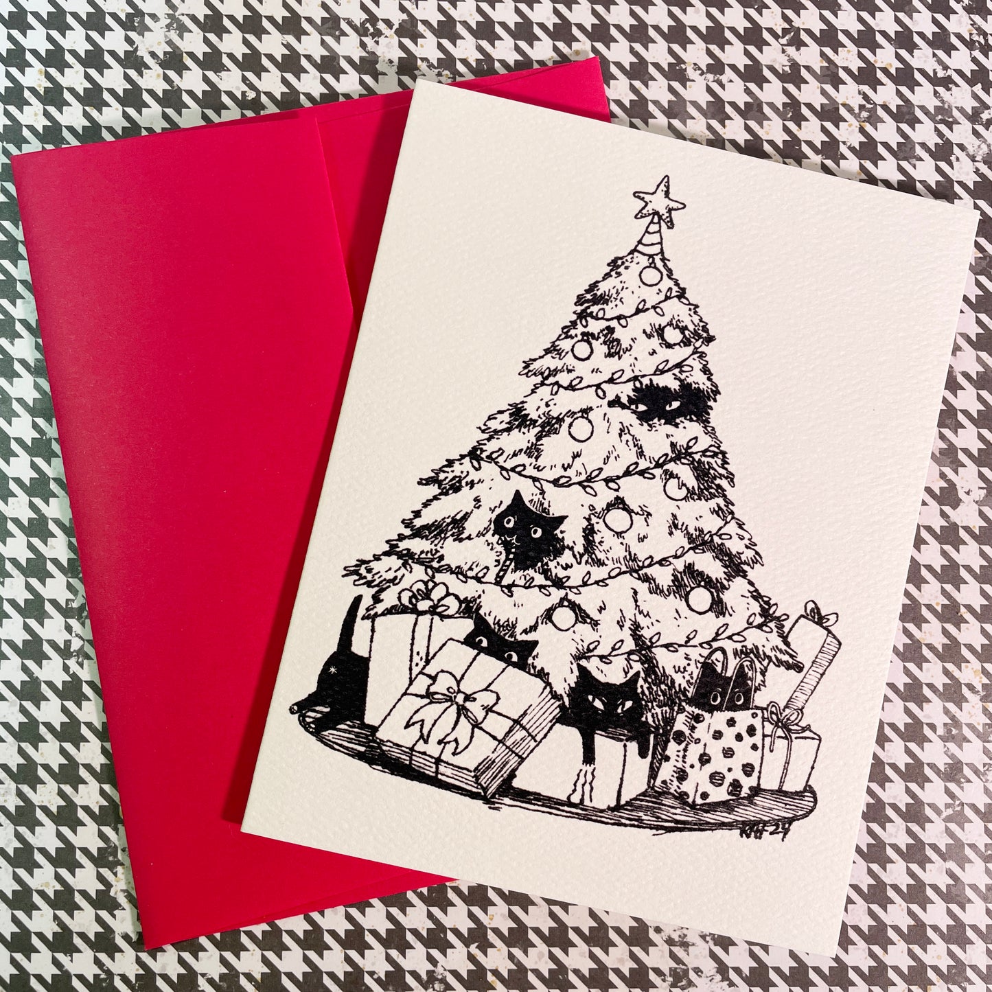 Christmas Chaos Black Cat Holiday Christmas card