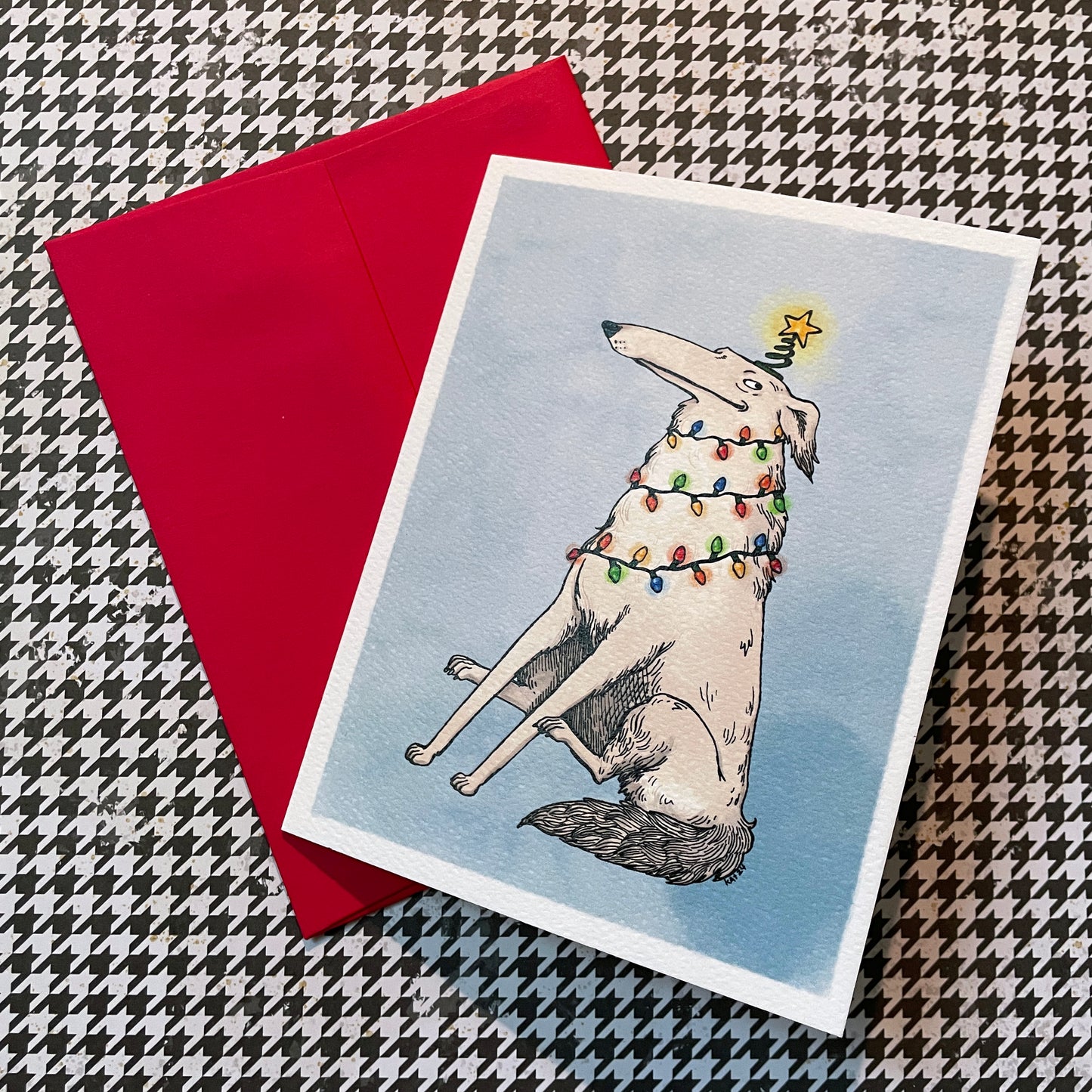 Good Boy Tree Borzoi Dog Holiday Christmas card