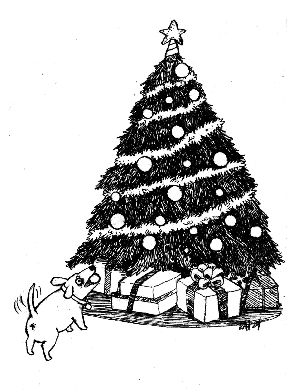 Ball Enthusiast Dog Holiday Christmas card