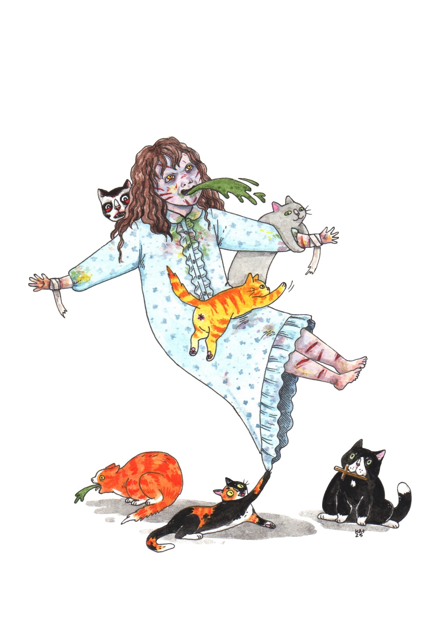 Exorhisst - 5x7" or 8x10" Horror Cats Print