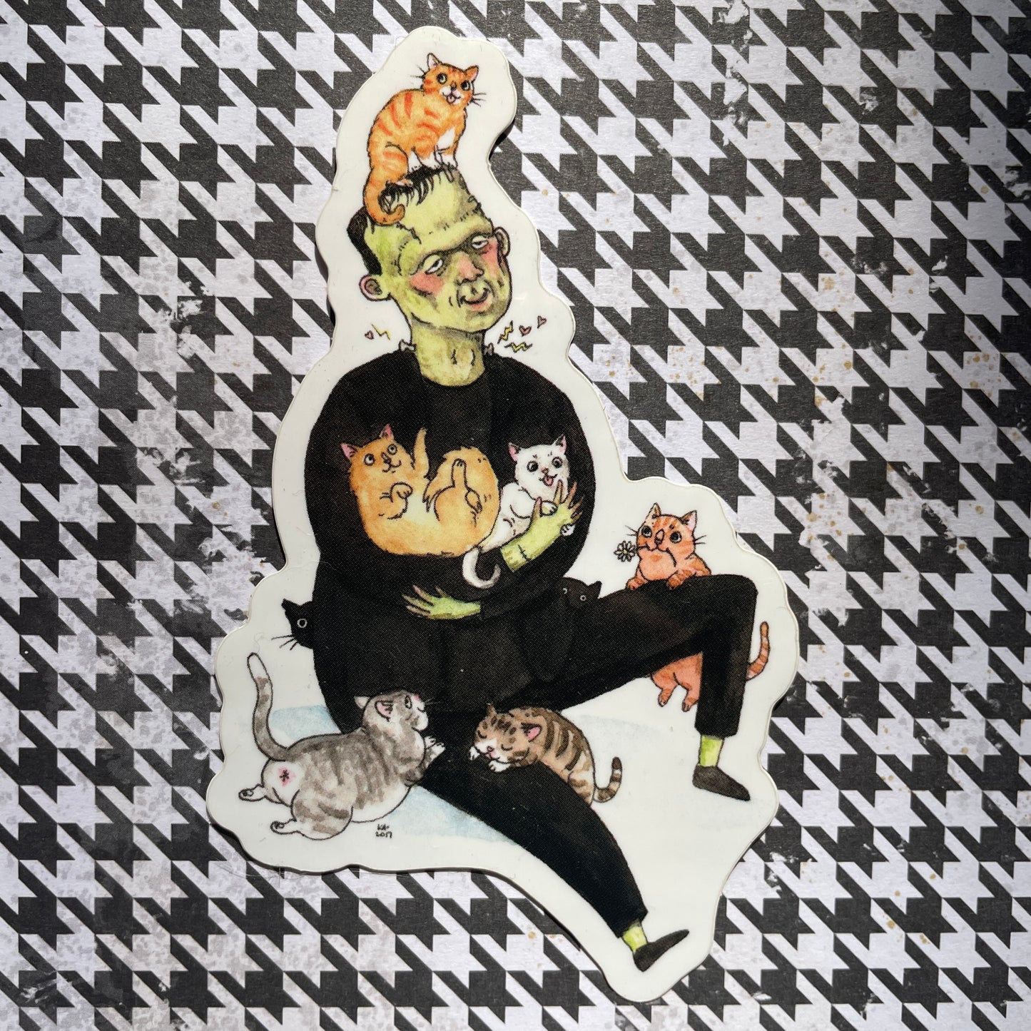 Frankhisstein Frankenstein with Cats 3" Vinyl Sticker