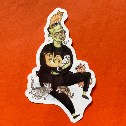 Frankhisstein Frankenstein with Cats 3" Vinyl Sticker