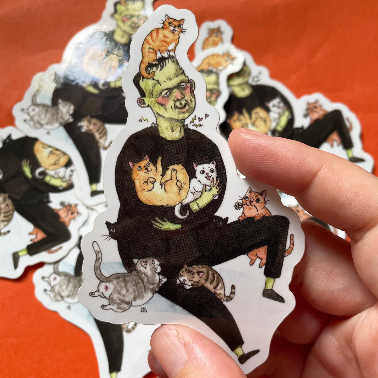 Frankhisstein Frankenstein with Cats 3" Vinyl Sticker