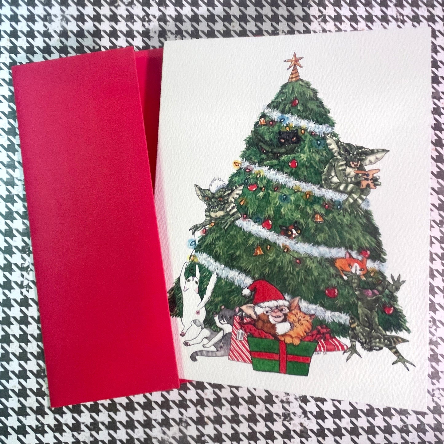 Grremlins with Cats Holiday Christmas card