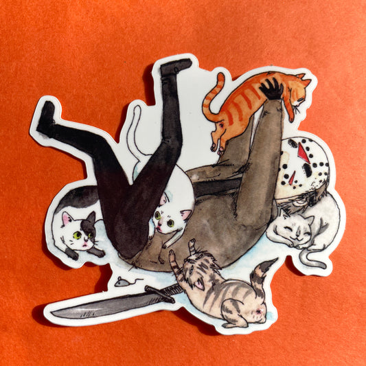 Friday the Purrteenth 3" Horror Cats Vinyl Sticker