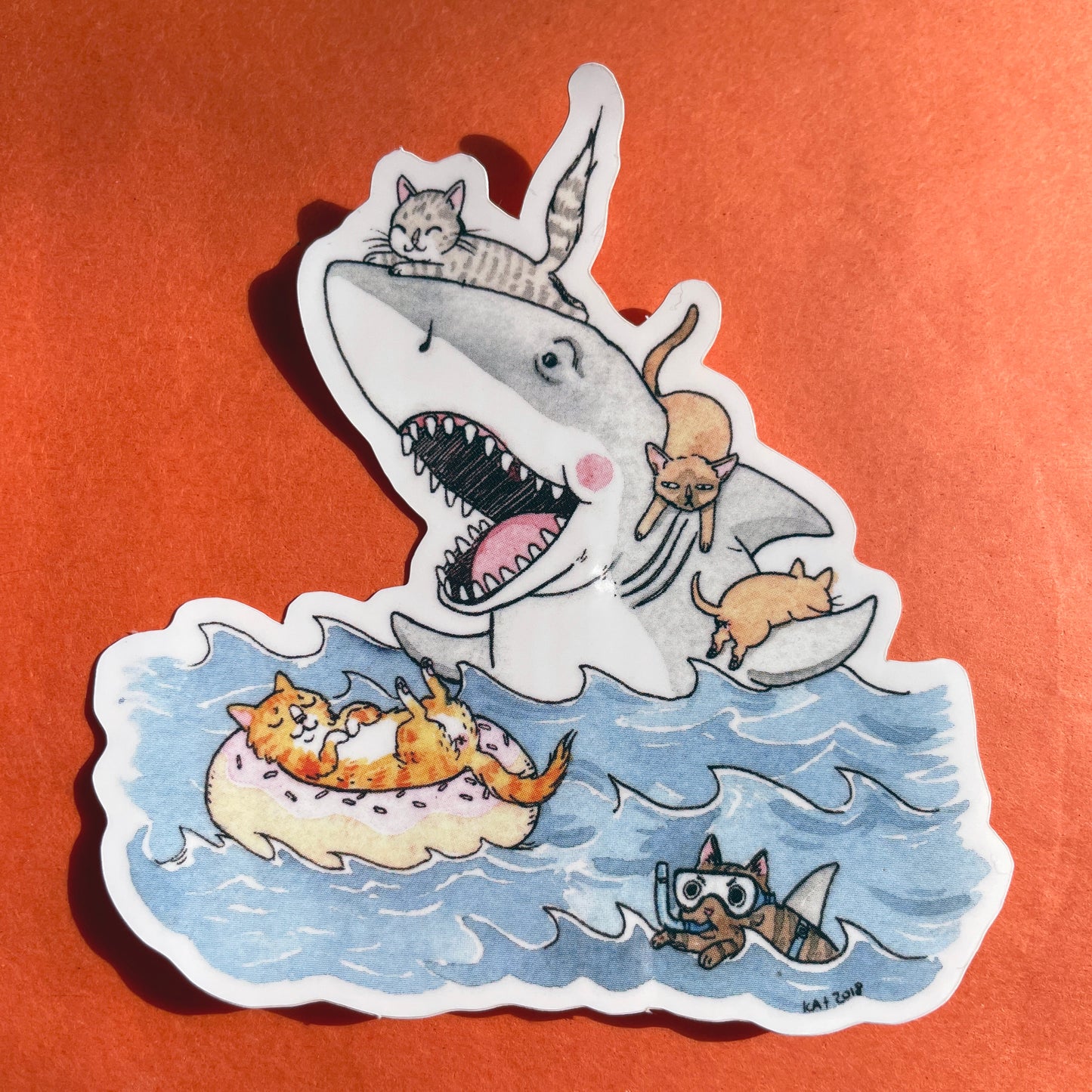 Paws 3" Jaws Shark Horror Cats Vinyl Sticker
