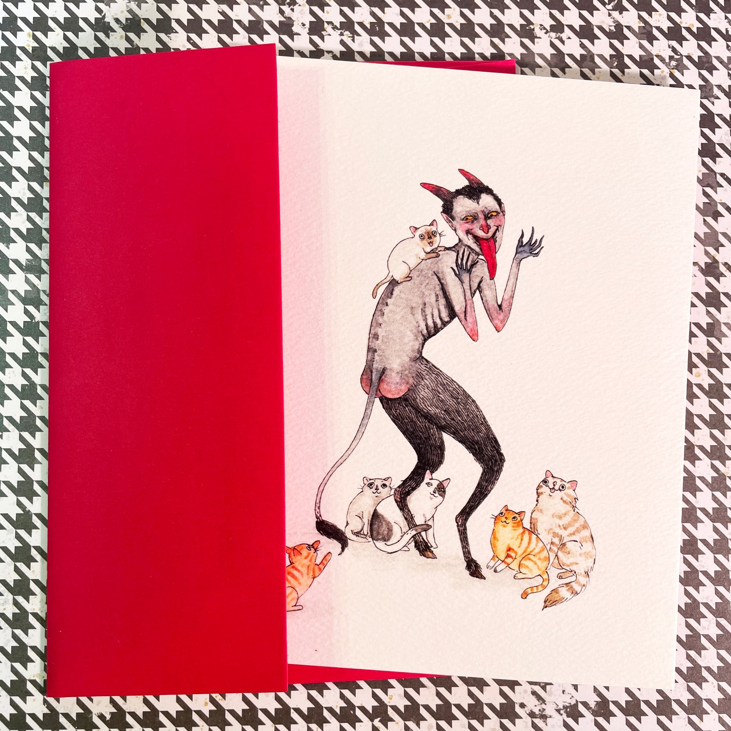 Krampus with Kitties Holiday Christmas card