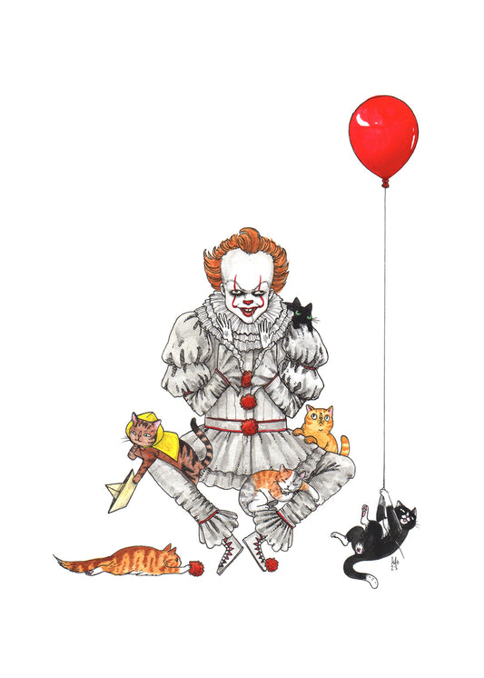 Pennywhiskers - It Pennywise 2017 Horror Cats Print - Available in 5x7"& 8x10"