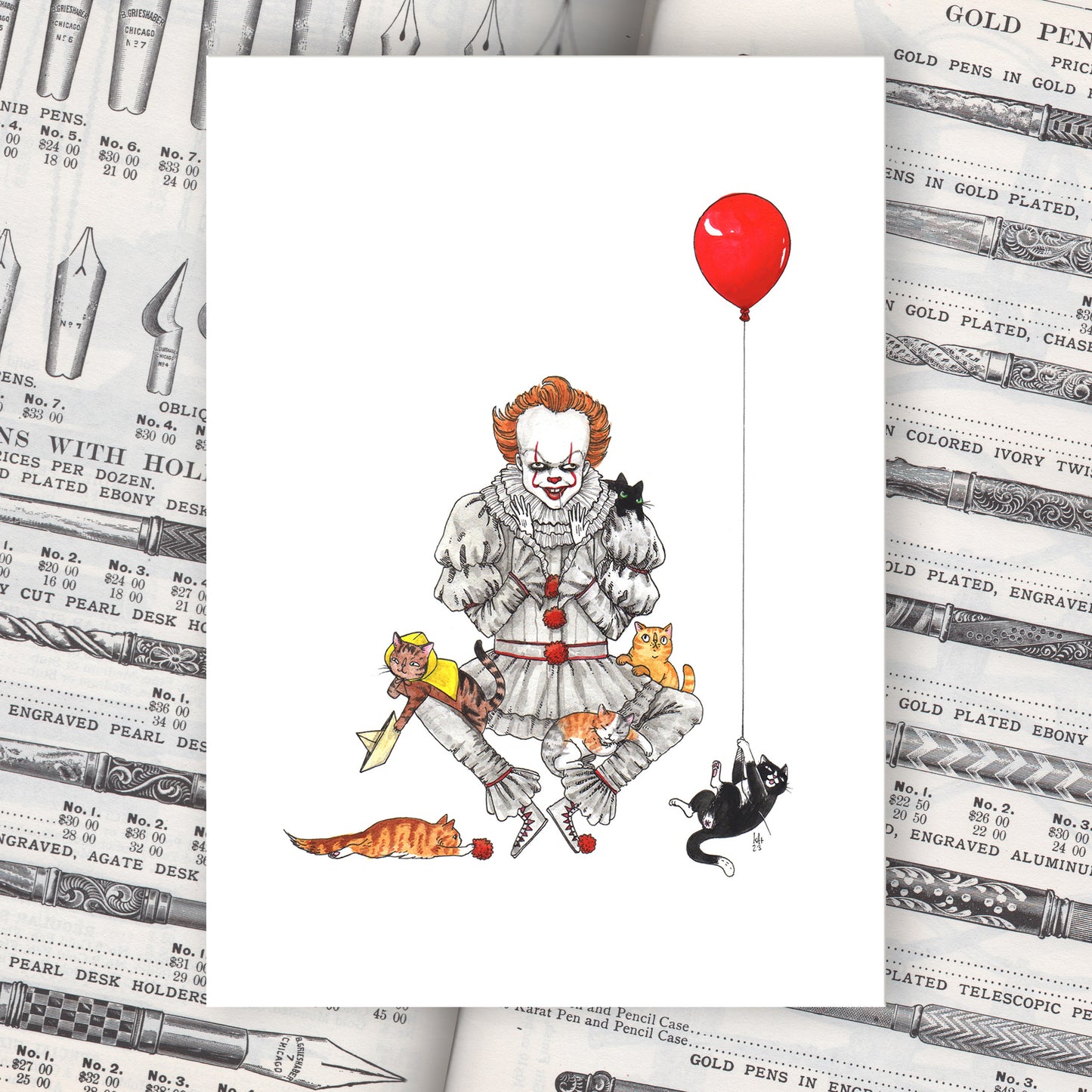 Pennywhiskers - It Pennywise 2017 Horror Cats Print - Available in 5x7"& 8x10"