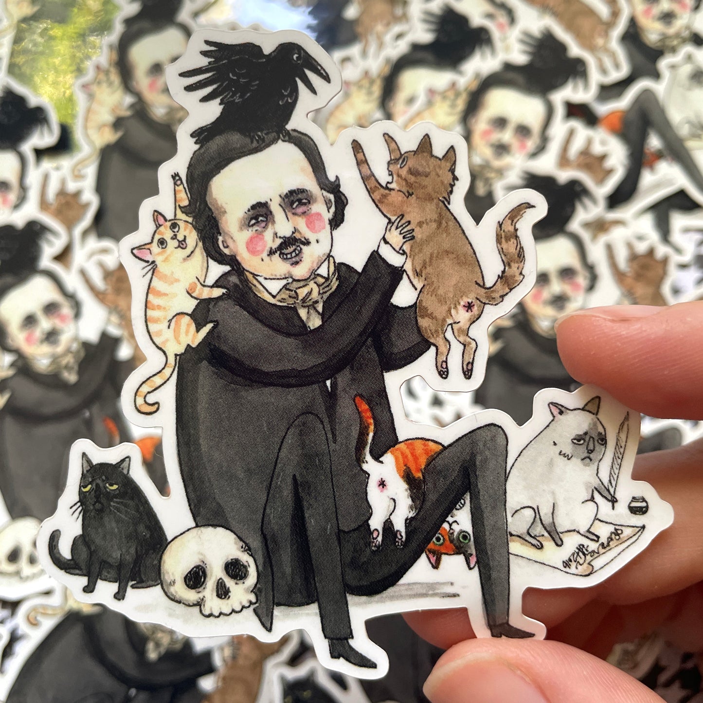 Once Upon a Midnight Kitty Edgar Allan Poe 3" Horror Cats Vinyl Sticker