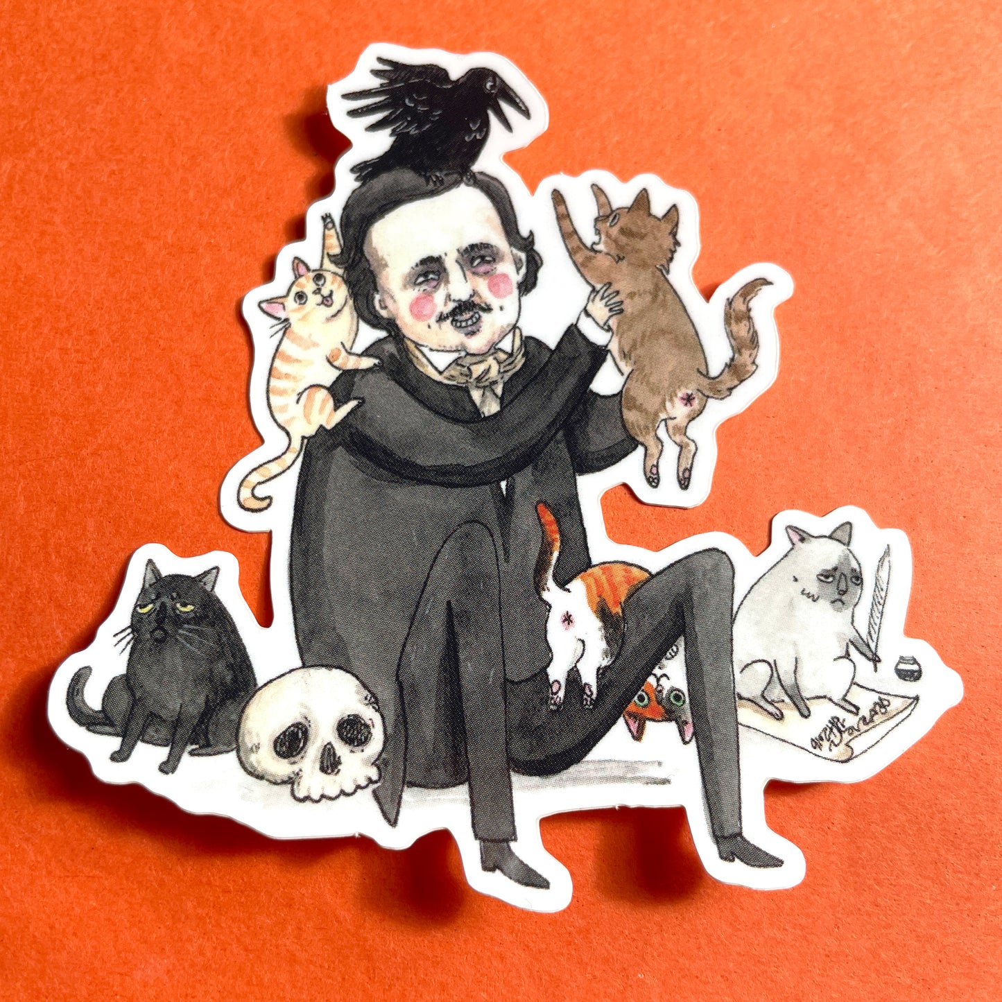 Once Upon a Midnight Kitty Edgar Allan Poe 3" Horror Cats Vinyl Sticker