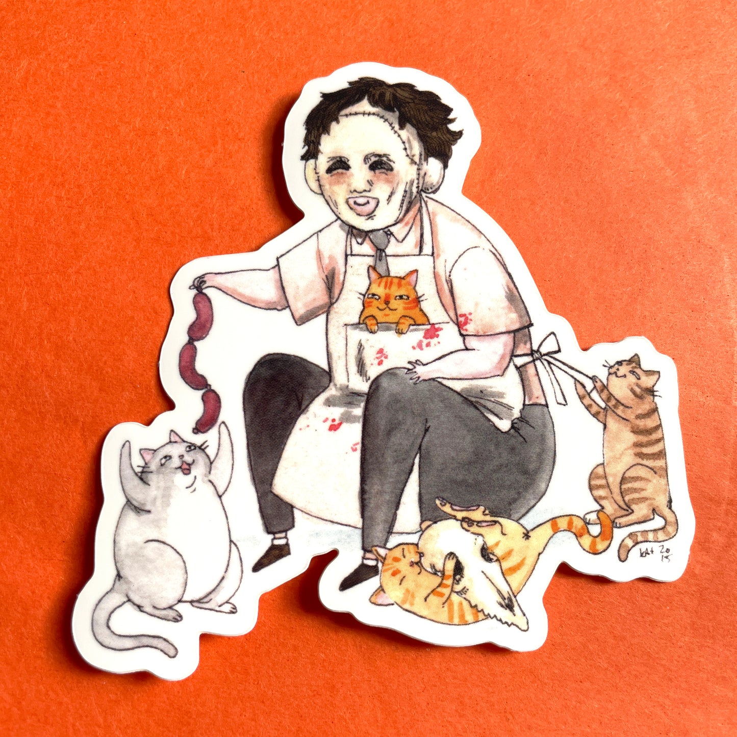 Texas Chainsaw Meowssacre Parody 3" Horror Cats Vinyl Sticker