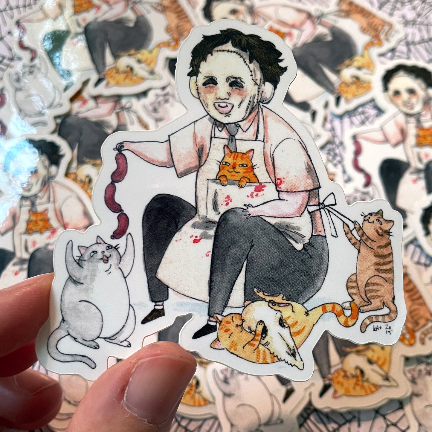 Texas Chainsaw Meowssacre Parody 3" Horror Cats Vinyl Sticker