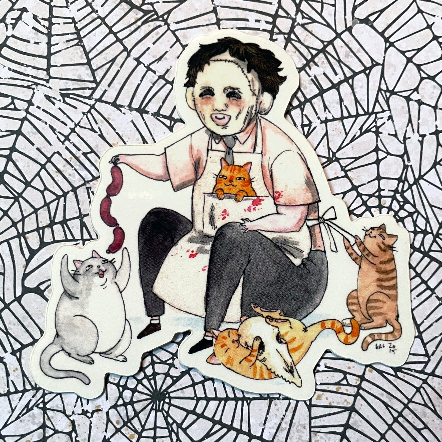 Texas Chainsaw Meowssacre Parody 3" Horror Cats Vinyl Sticker