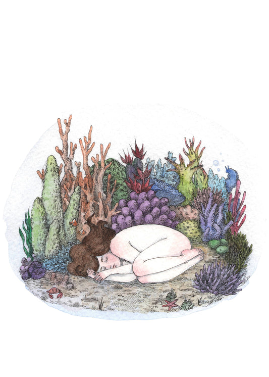 Sweet Dreams in a Coral Bed - 5x7" Print
