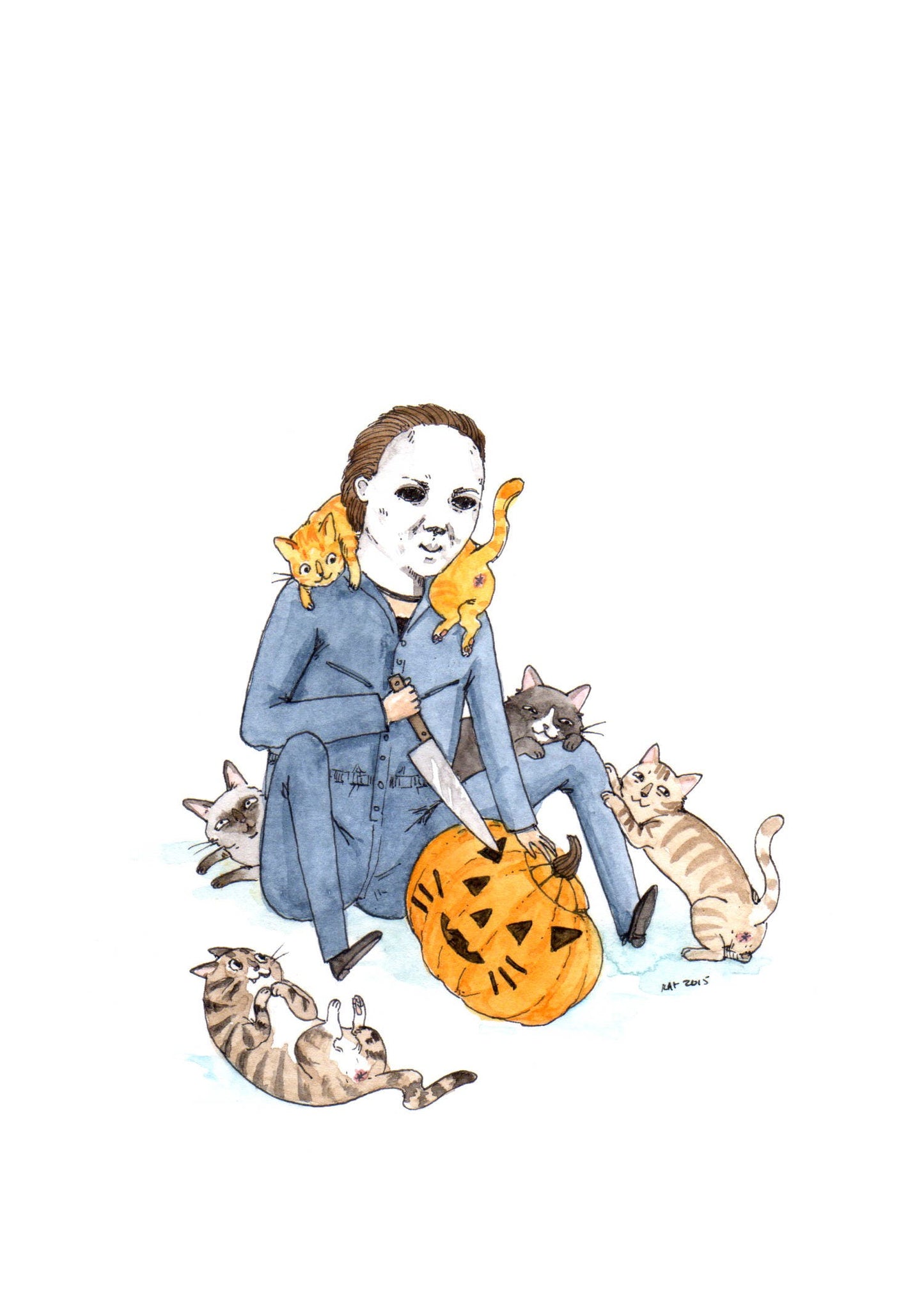 Meowlloween - Halloween with Cats Print- Available in 5x7", 8x10", & 11x14"