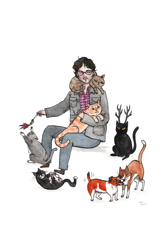 Will Graham with cats - 5x7" Hannibal TV show Print - Available in 5x7" & 8x10"