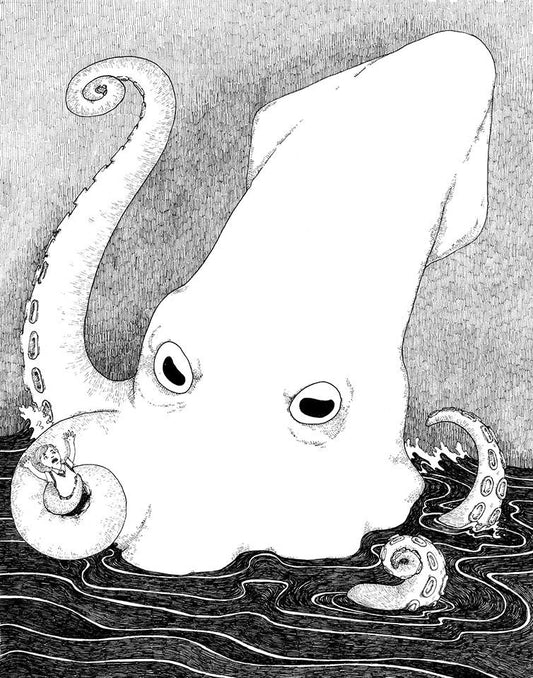 Samuel's Pet Squid Grew to an Alarming Size - 8x10" Print