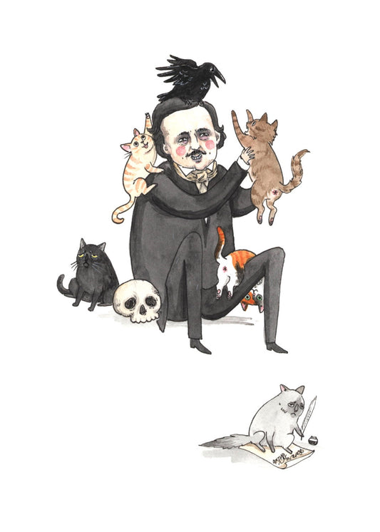 Once Upon a Midnight Kitty - Edgar Allan Poe with Cats print- Available in 5x7"& 8x10"