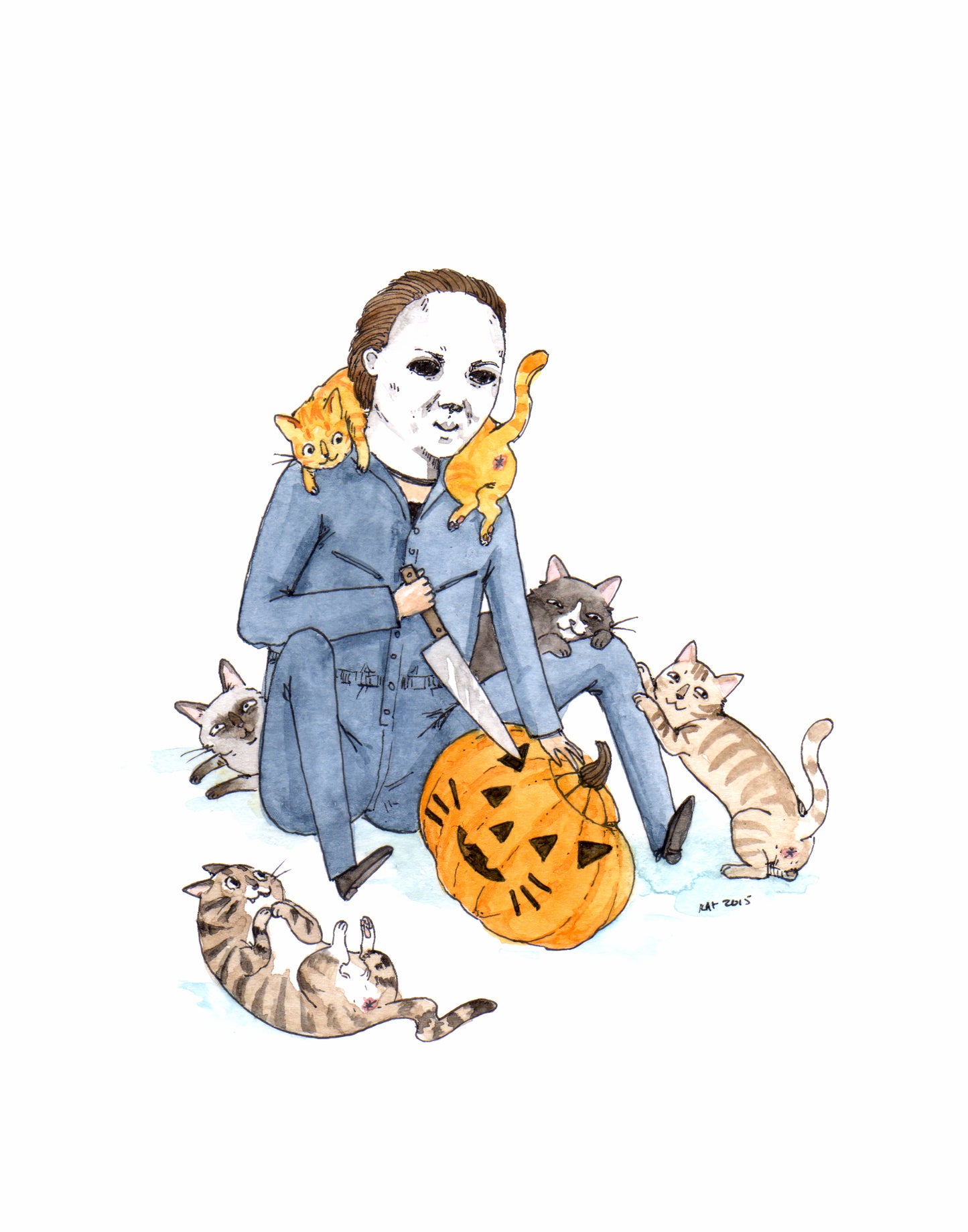 Meowlloween - Halloween with Cats Print- Available in 5x7", 8x10", & 11x14"